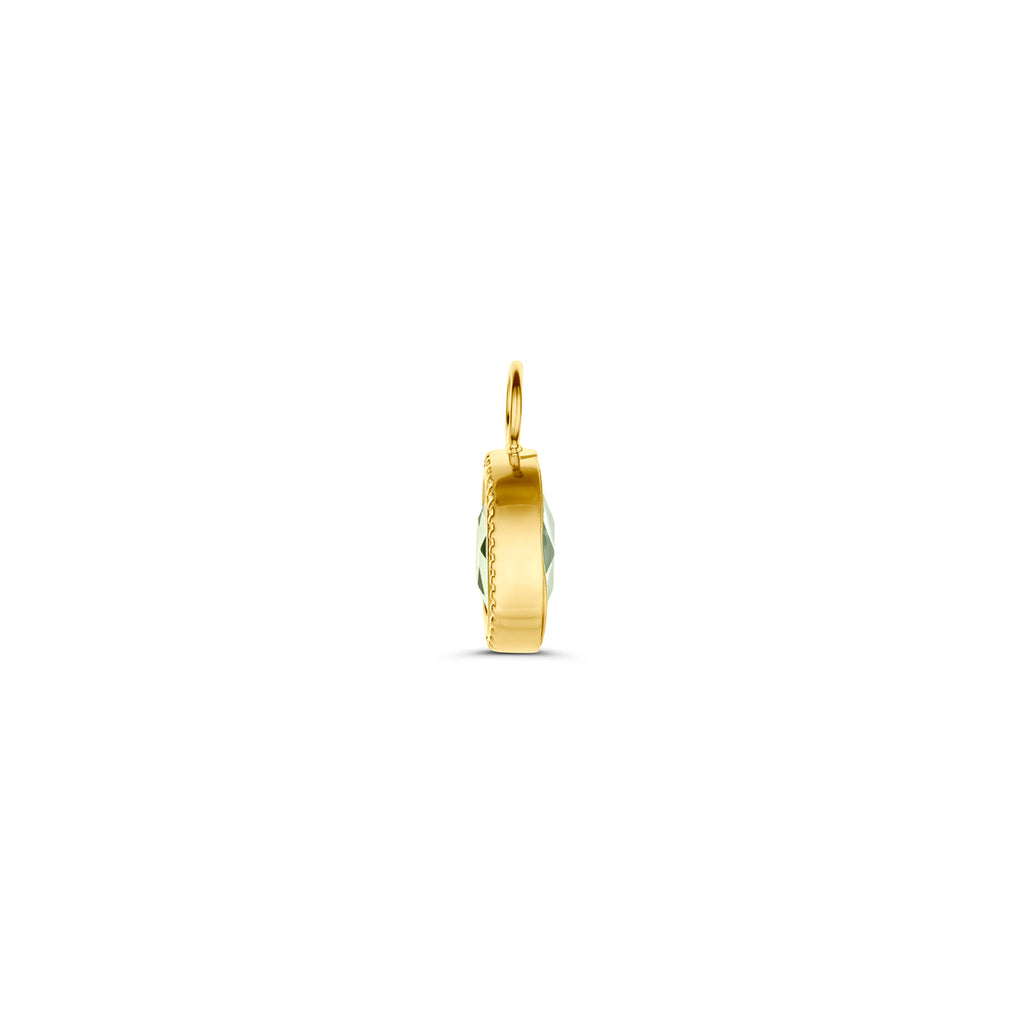 Ohrringanhänger grüne Amethyst einzeln 14K Gelbgold