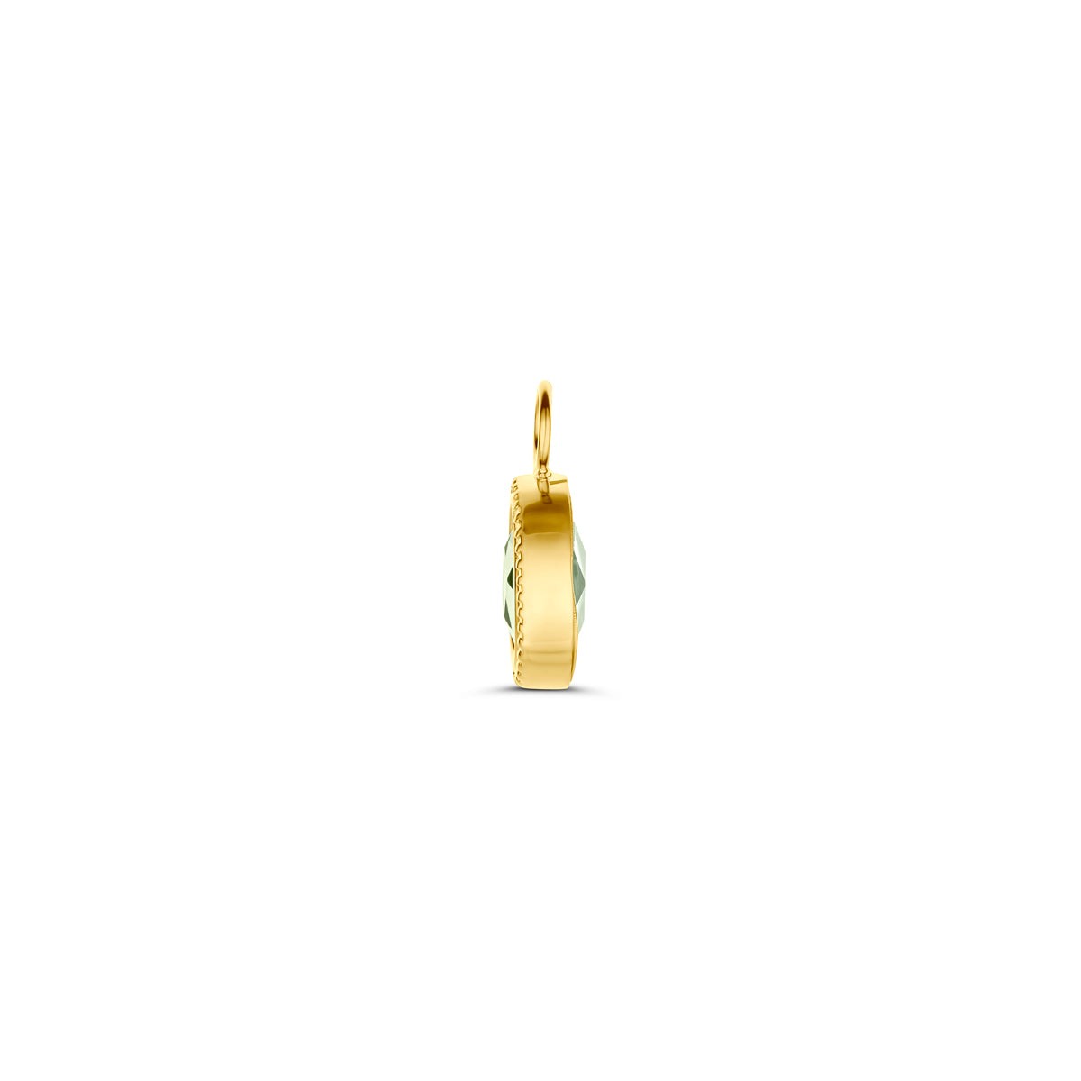 Ohrringanhänger grüne Amethyst einzeln 14K Gelbgold