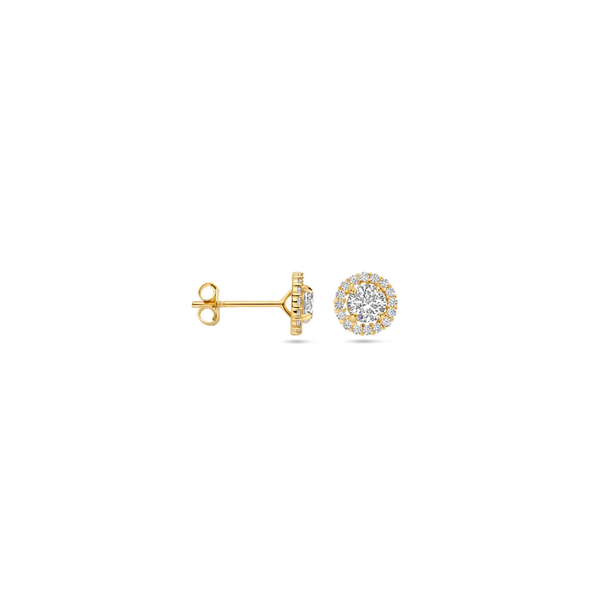9 Karat Ohrstecker Zirkonia 7 mm 9K Gelb