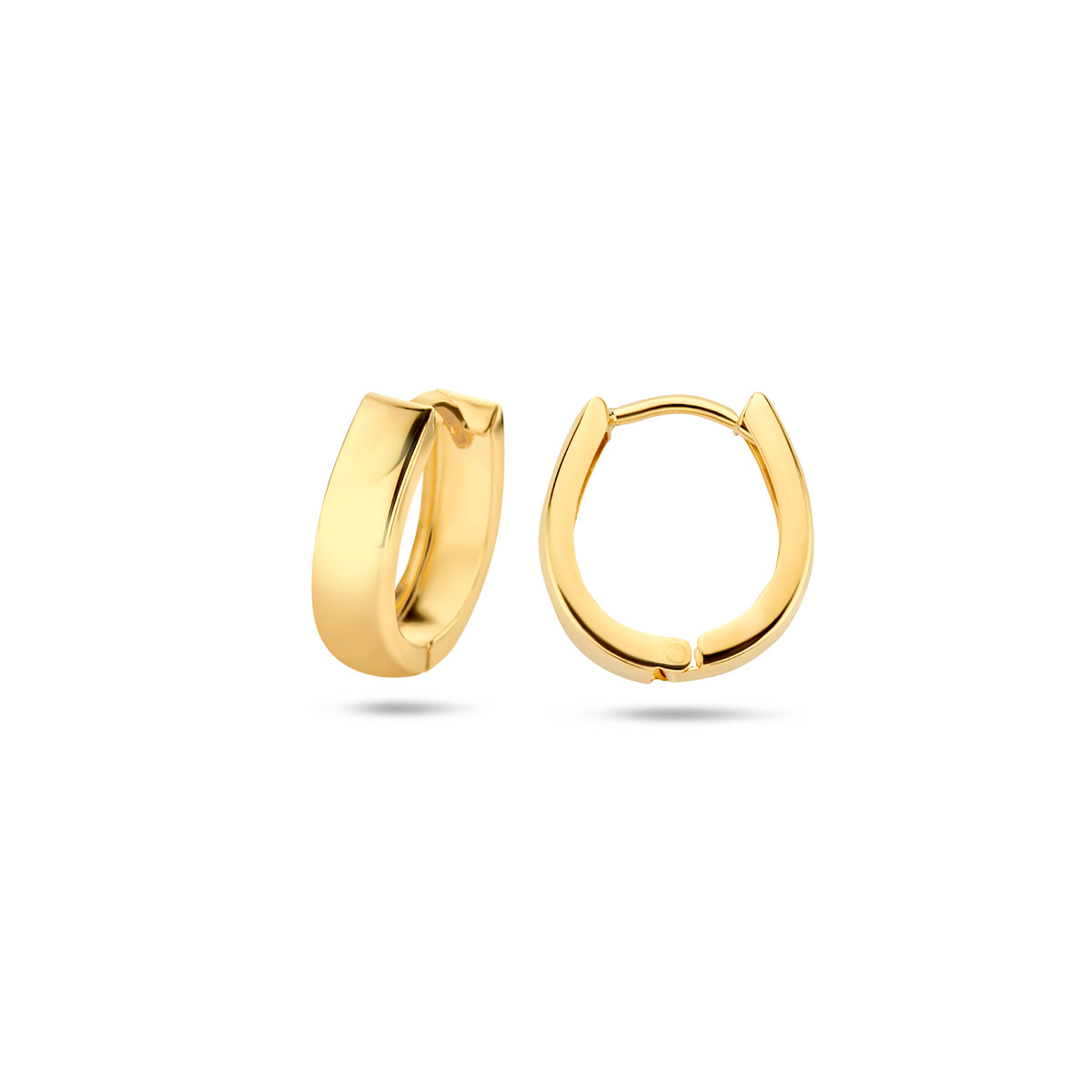 Klappohrringe flach 12 mm 14K Gelbgold