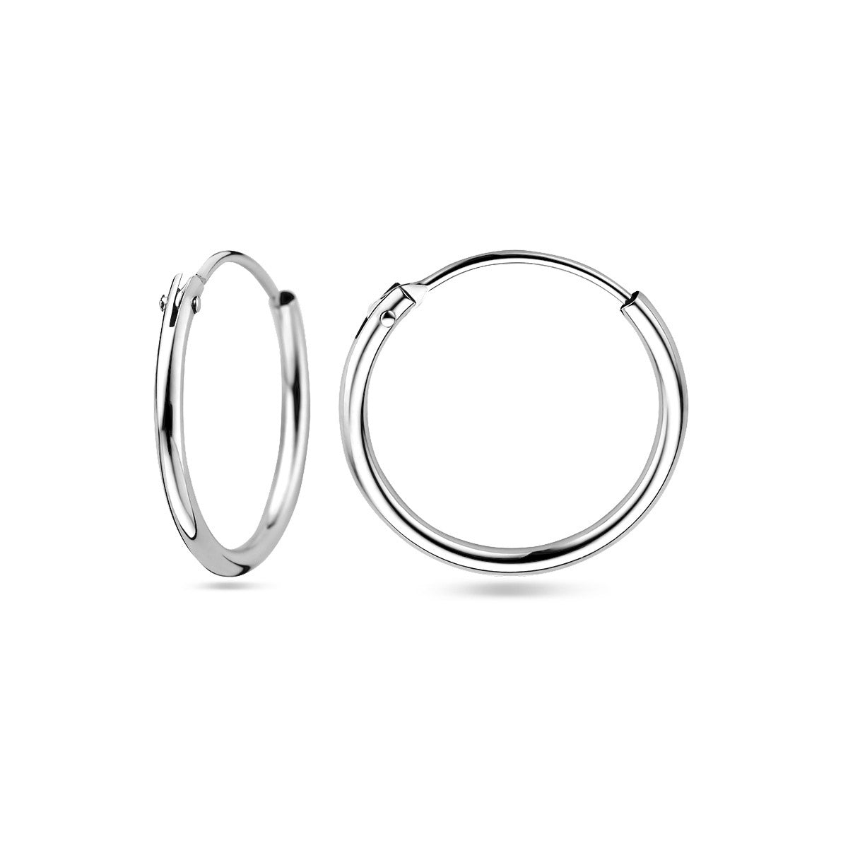 Ohrringe 1,3 mm Rundrohr 14K Weißgold