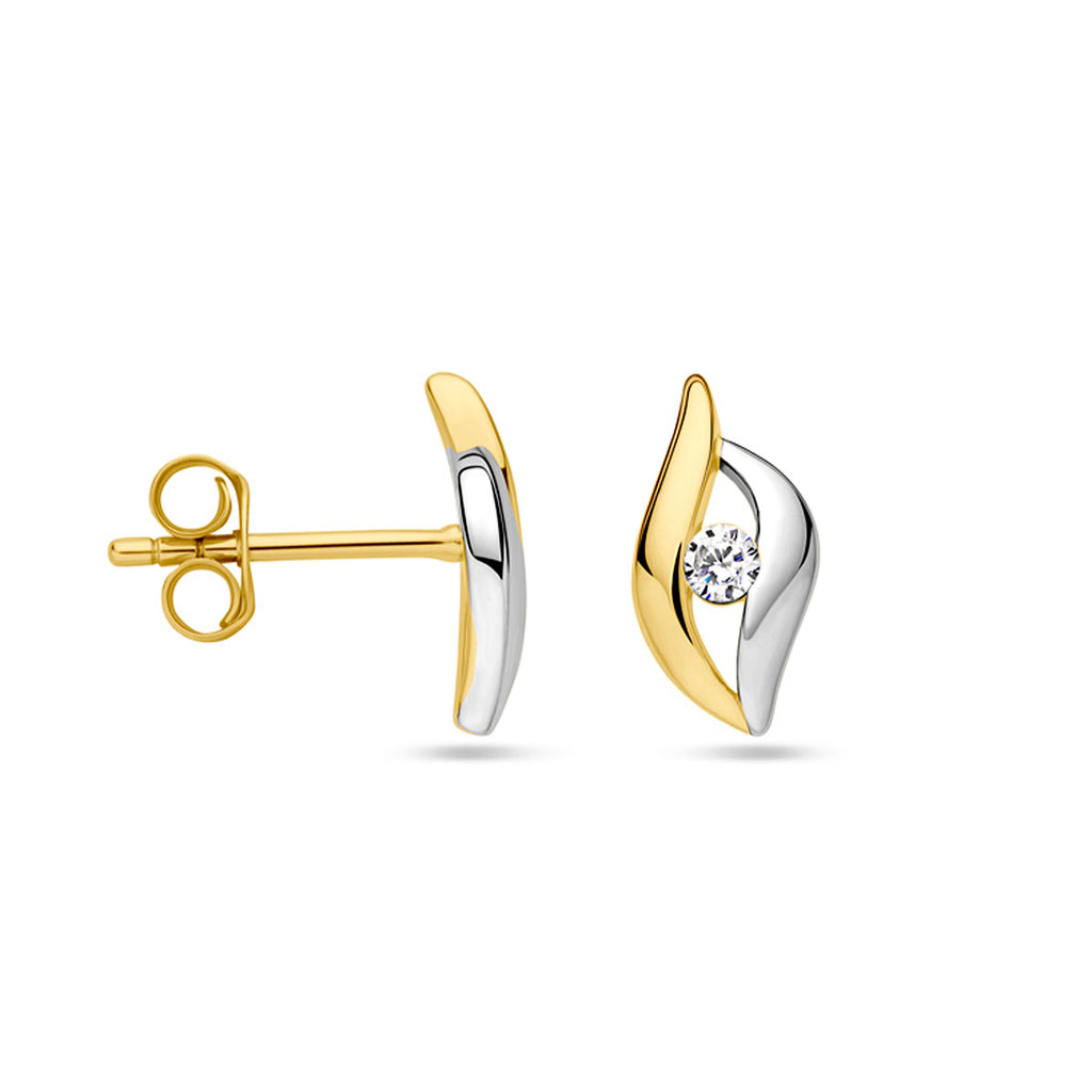 Ohrstecker Zirkonia 1 Micron Silber vergoldet (Gelb/Rhodium)