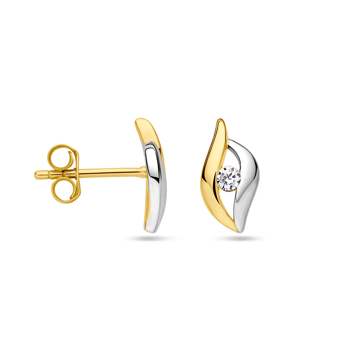 Ohrstecker Zirkonia 1 Micron Silber vergoldet (Gelb/Rhodium)