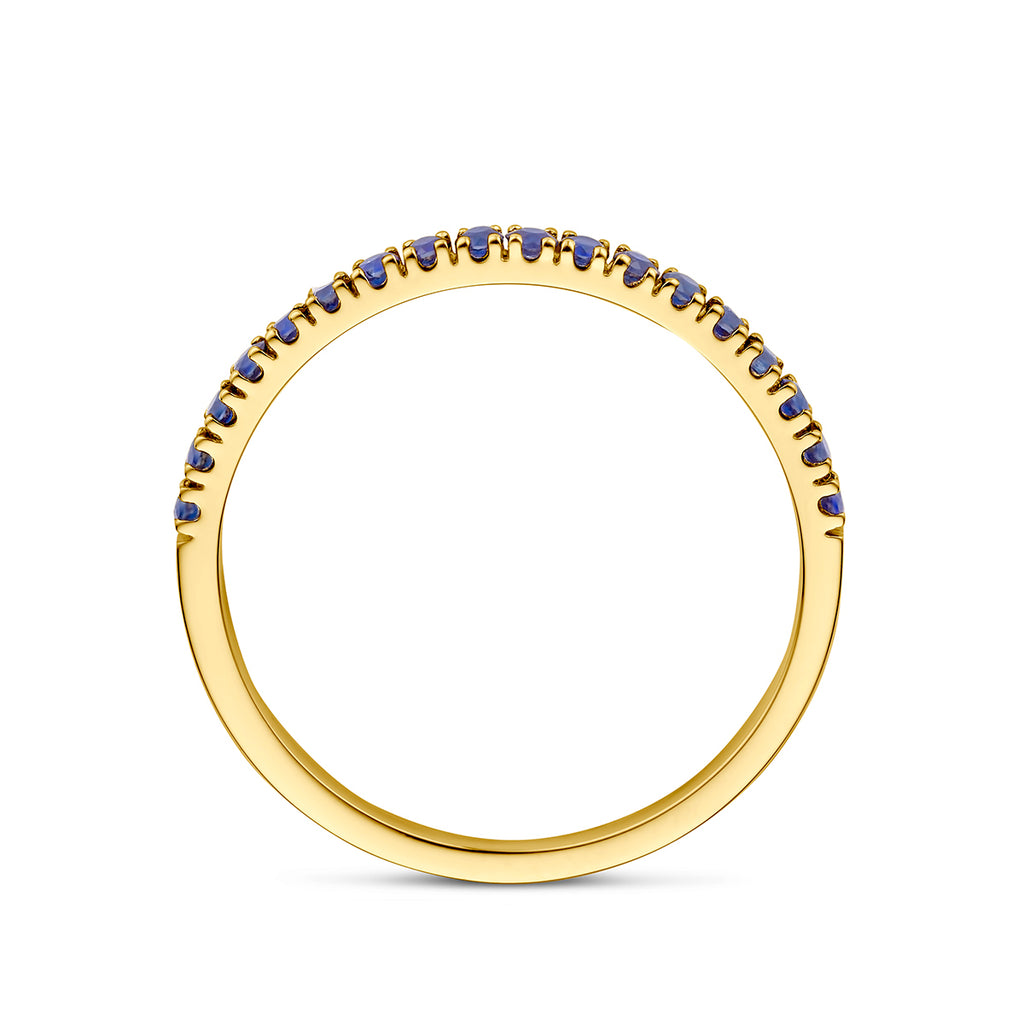 ring met geboortesteen saffier september 14K geelgoud