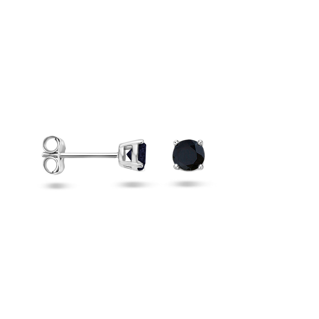 oorknoppen zwart zirkonia zilver gerhodineerd