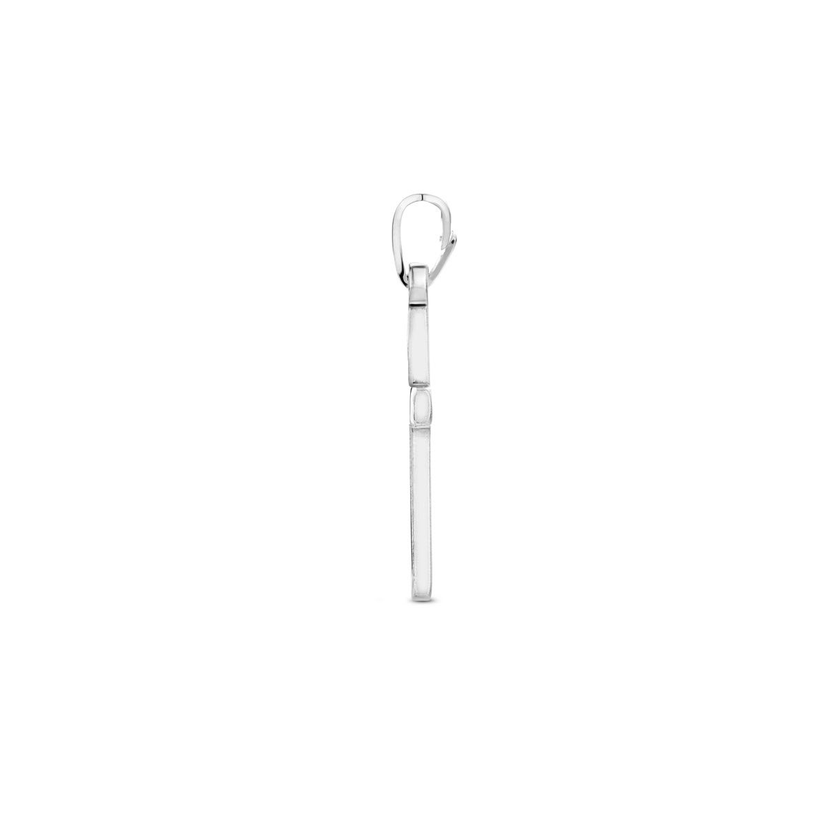 Hanger kruis gehamerd 20 mm zilver gerhodineerd