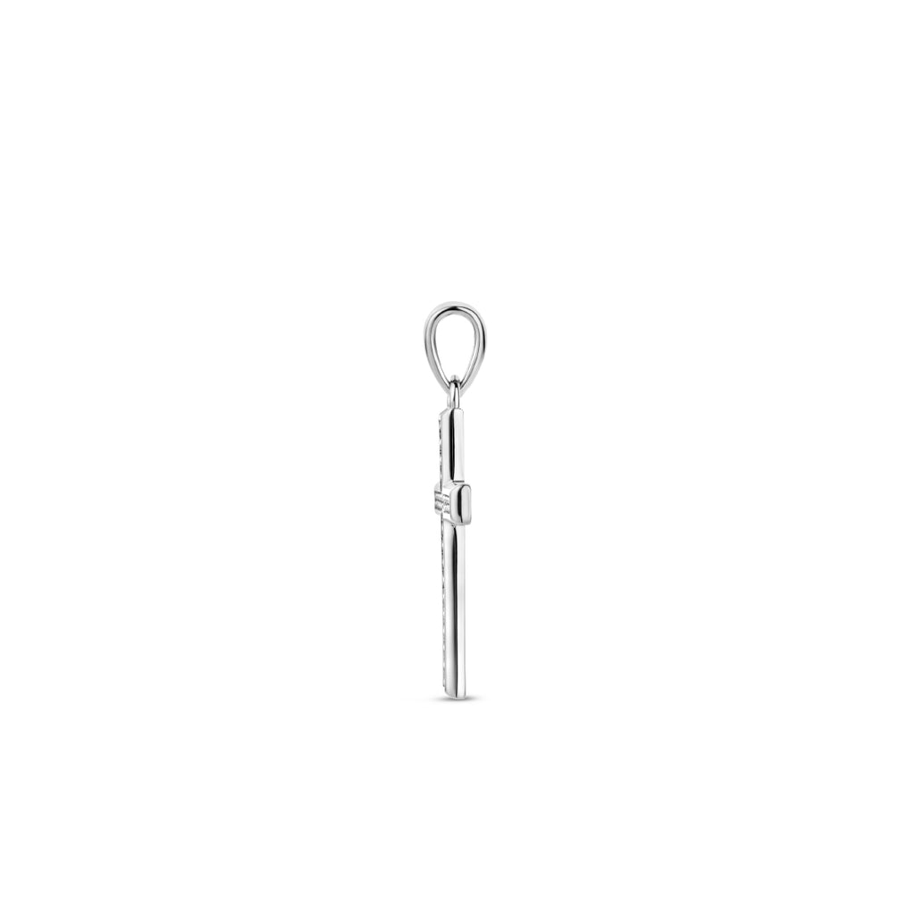hanger kruis zirkonia zilver gerhodineerd