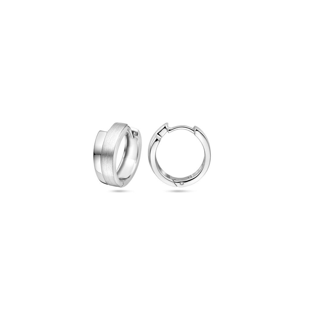 Klappohrringe poliert/matt 15,5 mm rhodiniertes Silber