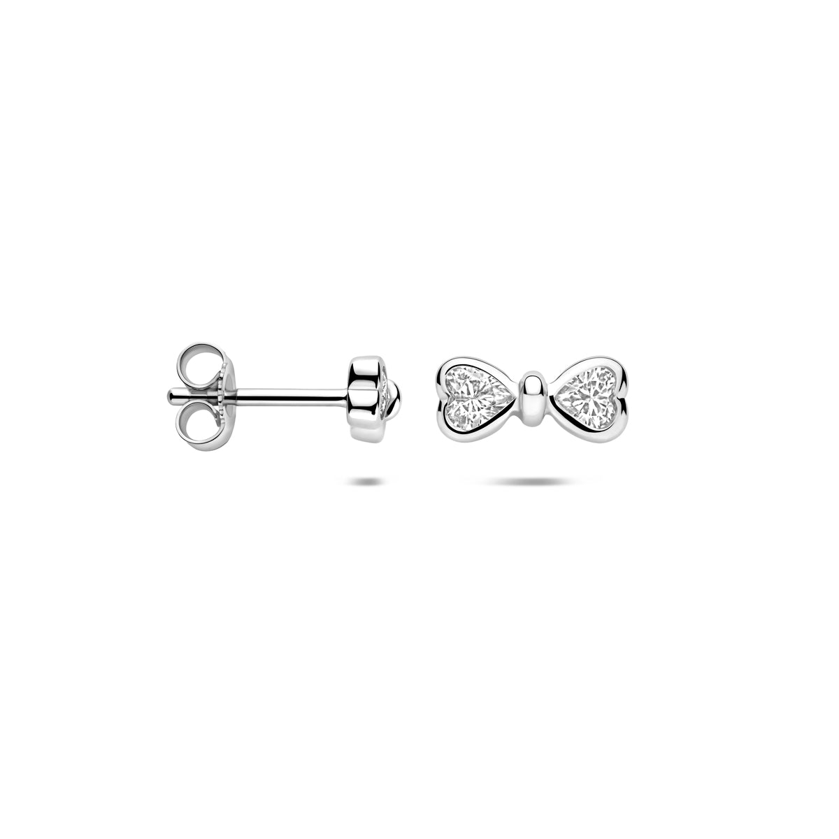 Ohrstecker Schleife Zirkonia 4 mm Silber rhodiniert