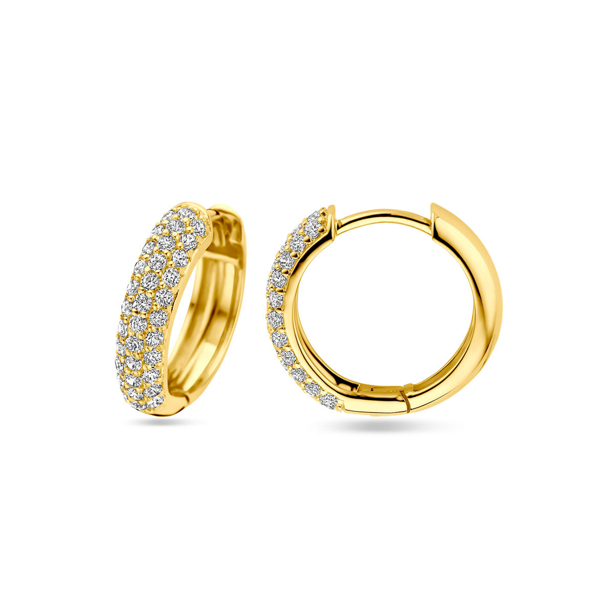 Klappohrringe Zirkonia 15,5 mm 1 Mikron silbervergoldet (gelb)