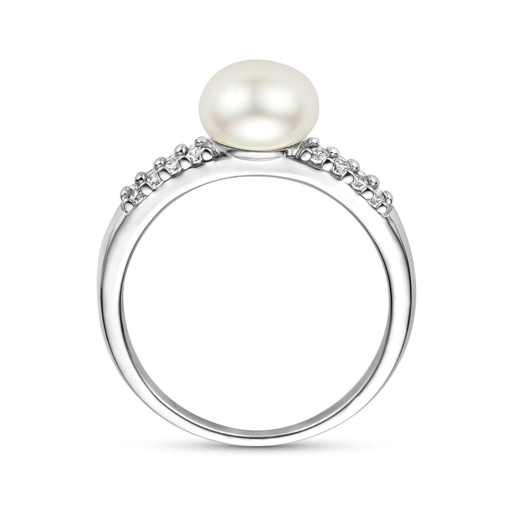 ring parel en zirkonia zilver gerhodineerd