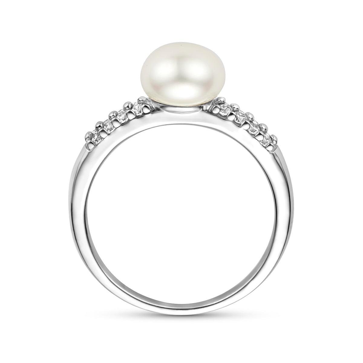 ring parel en zirkonia zilver gerhodineerd