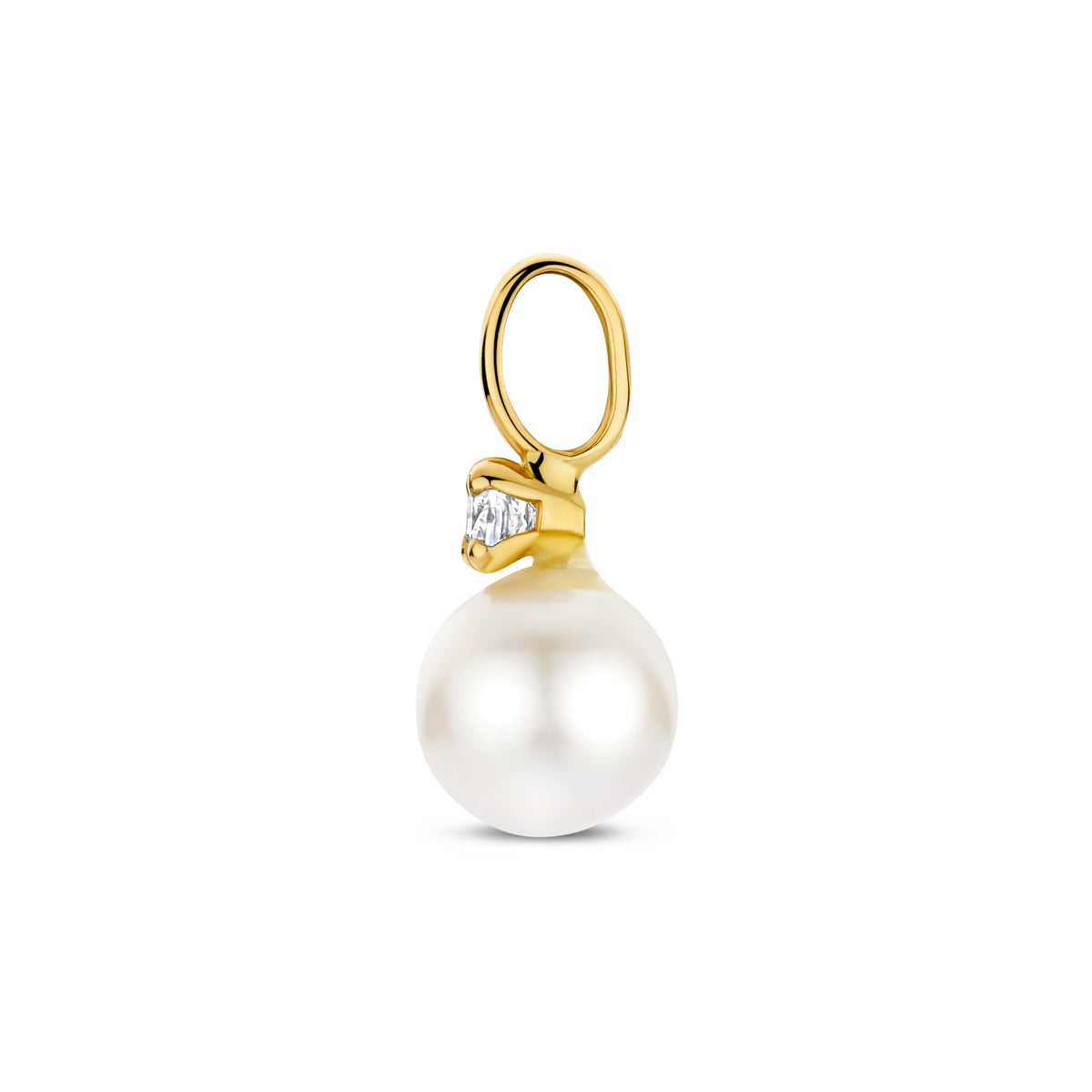 9k hanger parel en zirkonia 13 mm 9K geel