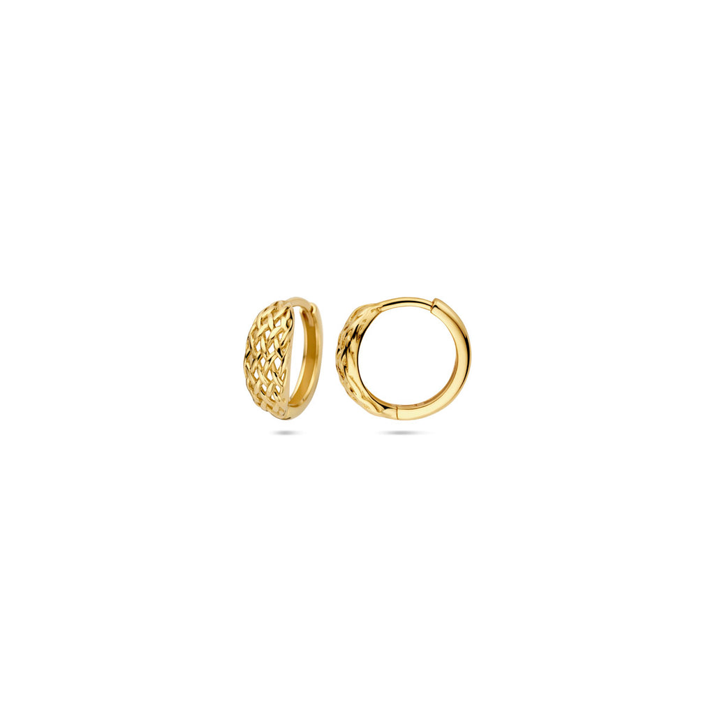 klapoorringen gevlochten 13 mm 14K geelgoud