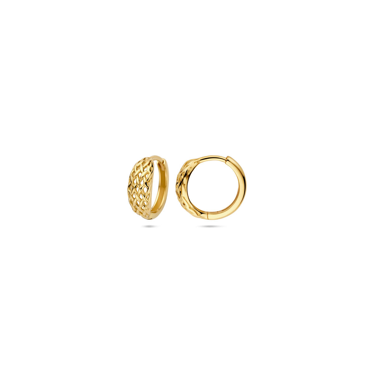 klapoorringen gevlochten 13 mm 14K geelgoud