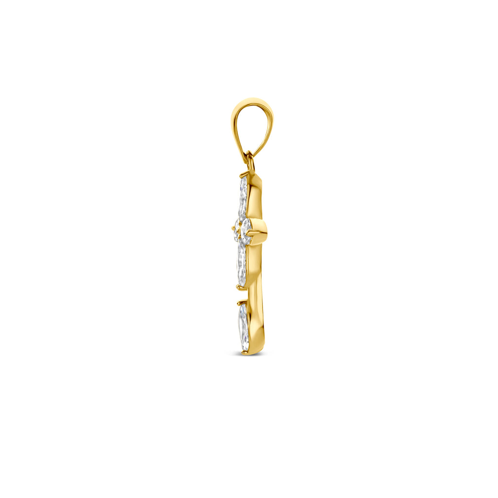 hanger kruis zirkonia 14,5 mm 14K geelgoud