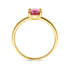 ring roze rhodoliet 14K geelgoud