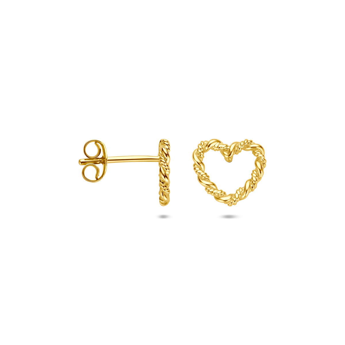 oorknoppen hartje gedraaid 8,5 mm 14K geelgoud