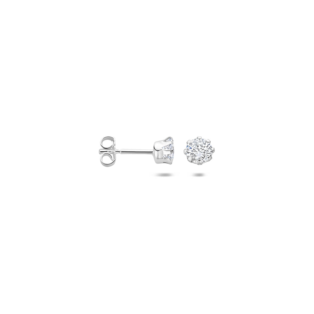 oorknoppen zirkonia zilver gerhodineerd