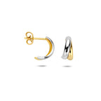 stekeroorringen 12 mm 14K bicolor goud geel/wit