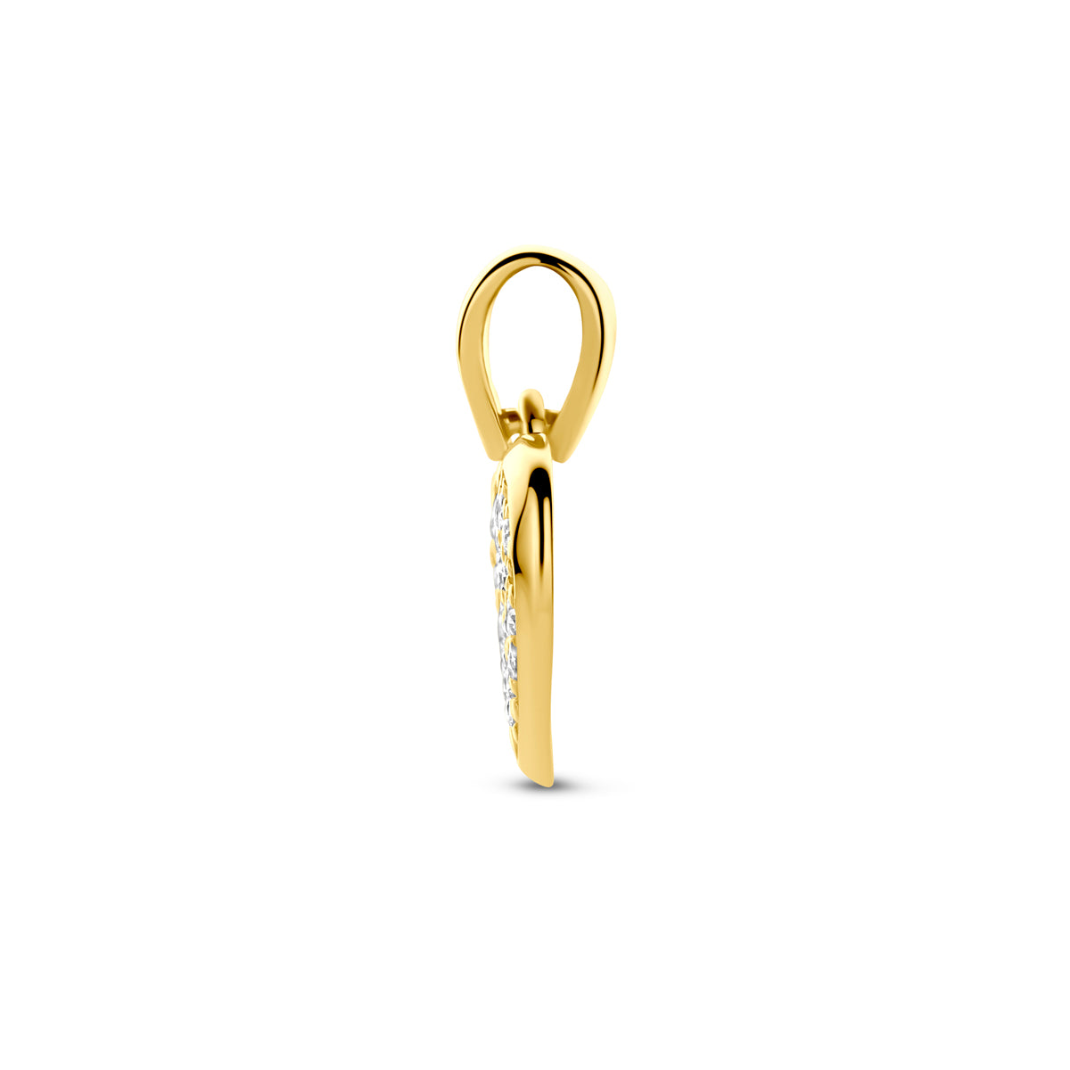 hanger hartje zirkonia 14 mm 14K geelgoud