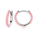 klapoorringen roze emaille zilver gerhodineerd
