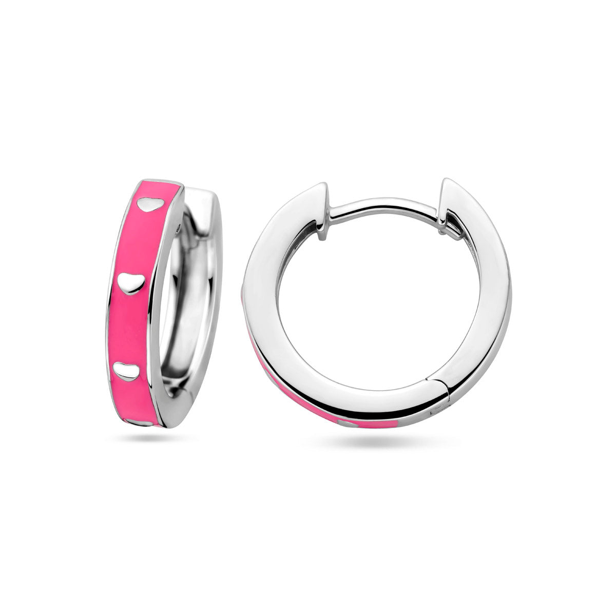 Ohrhänger rosa Emaille, Silber rhodiniert