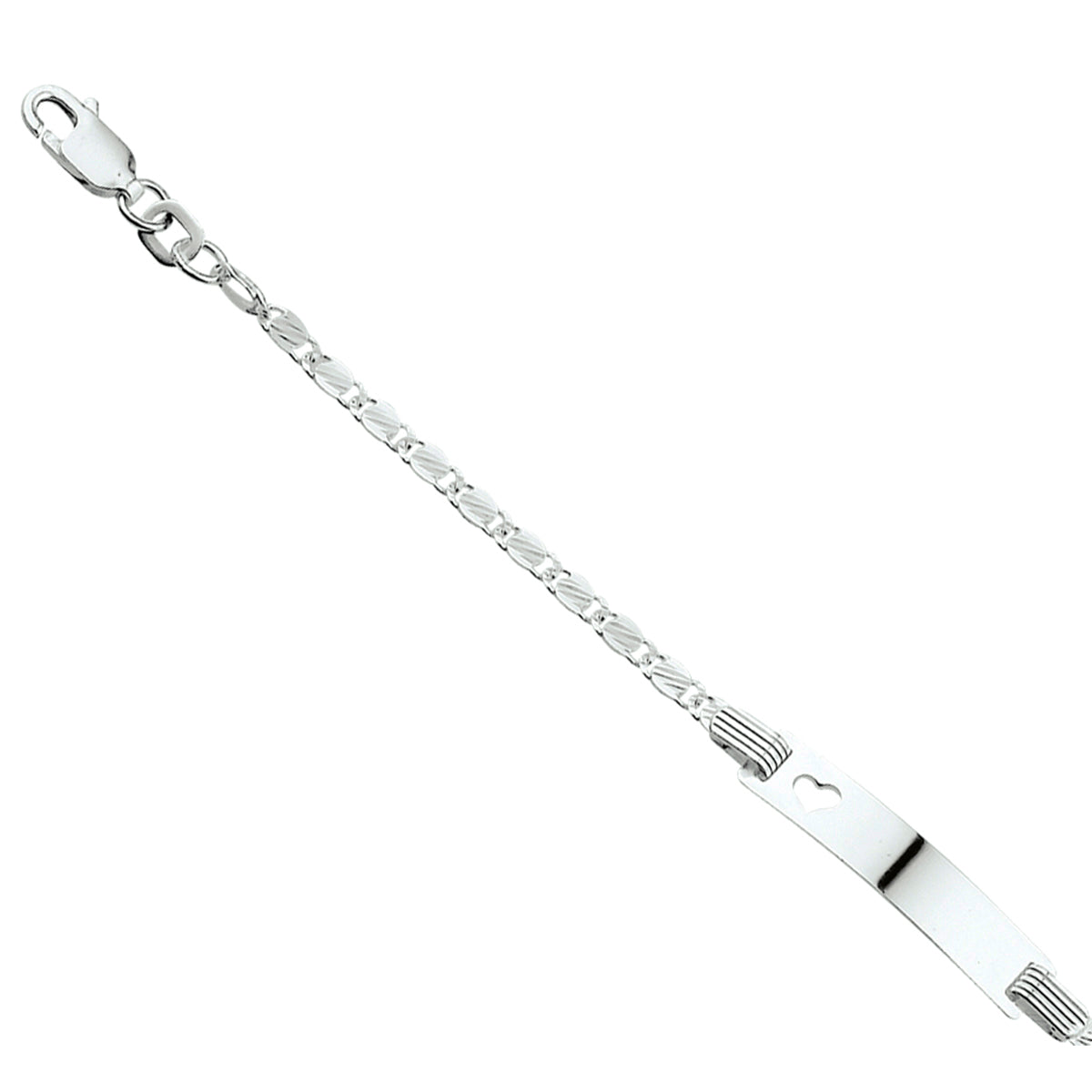 Gravurarmband Ankerplatte 5,0 mm 13 - 15 cm Silber weiß