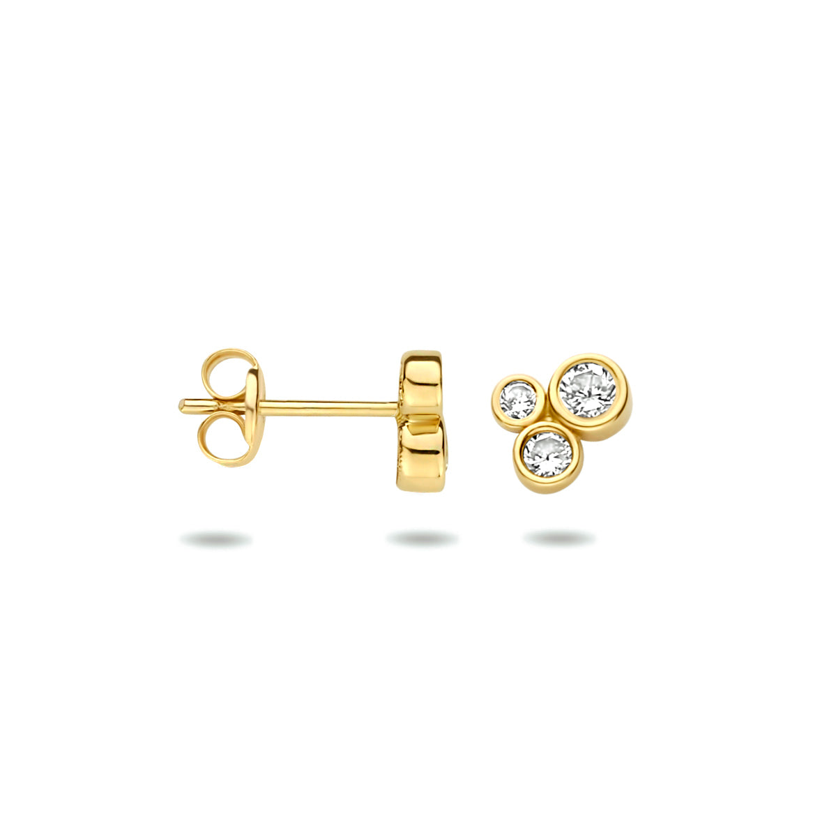 oorknoppen zirkonia 6,5 mm 14K geelgoud