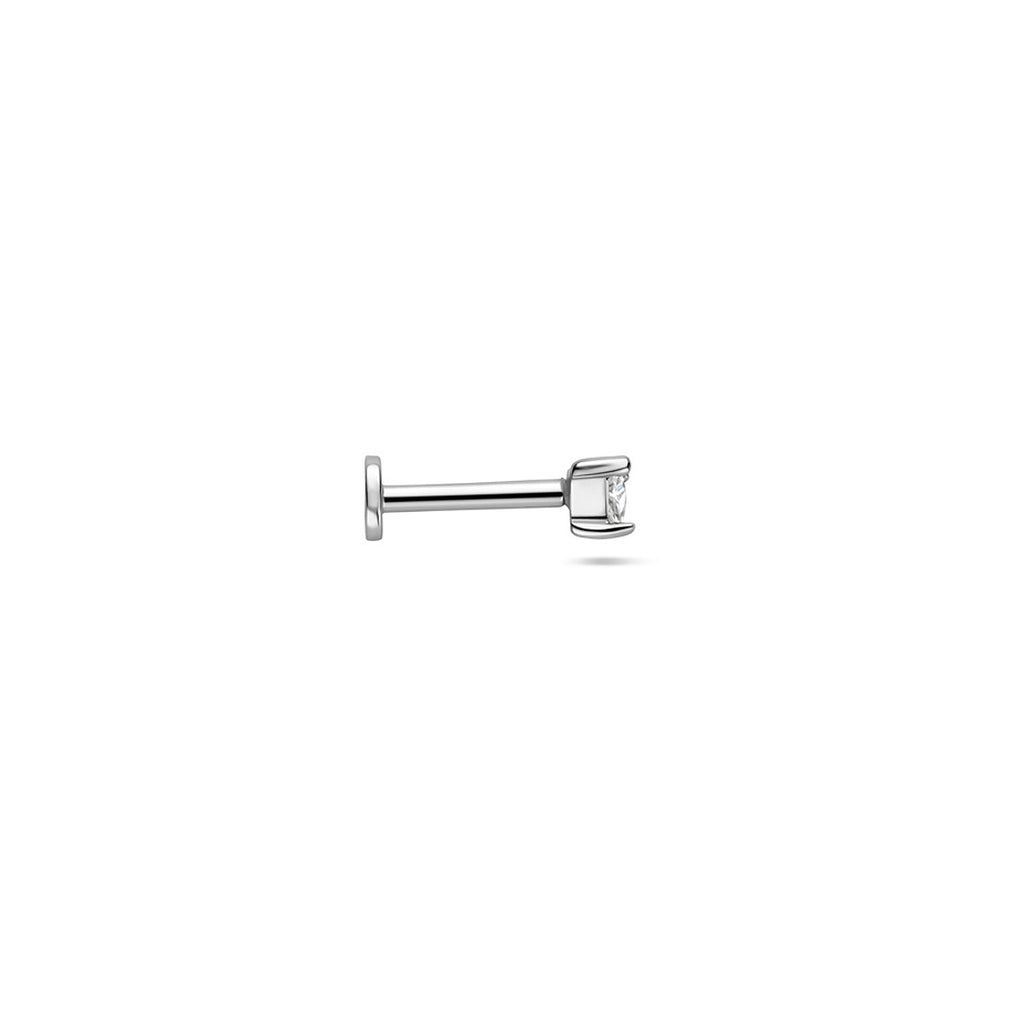 flat back piercing driehoek zirkonia 3 mm zilver gerhodineerd