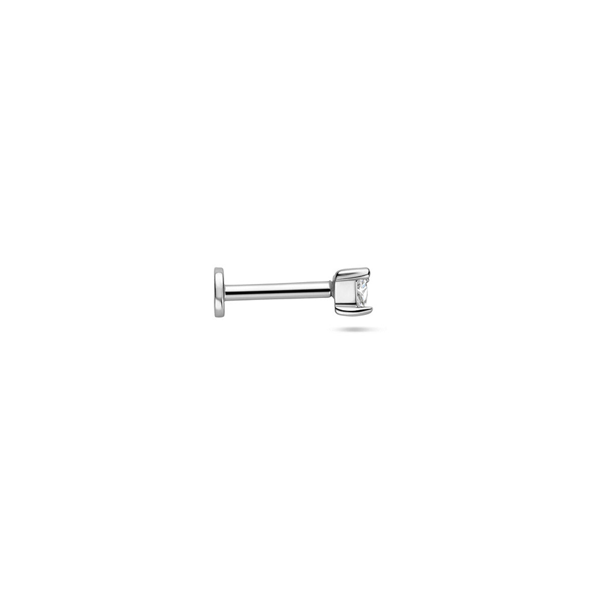 flat back piercing driehoek zirkonia 3 mm zilver gerhodineerd