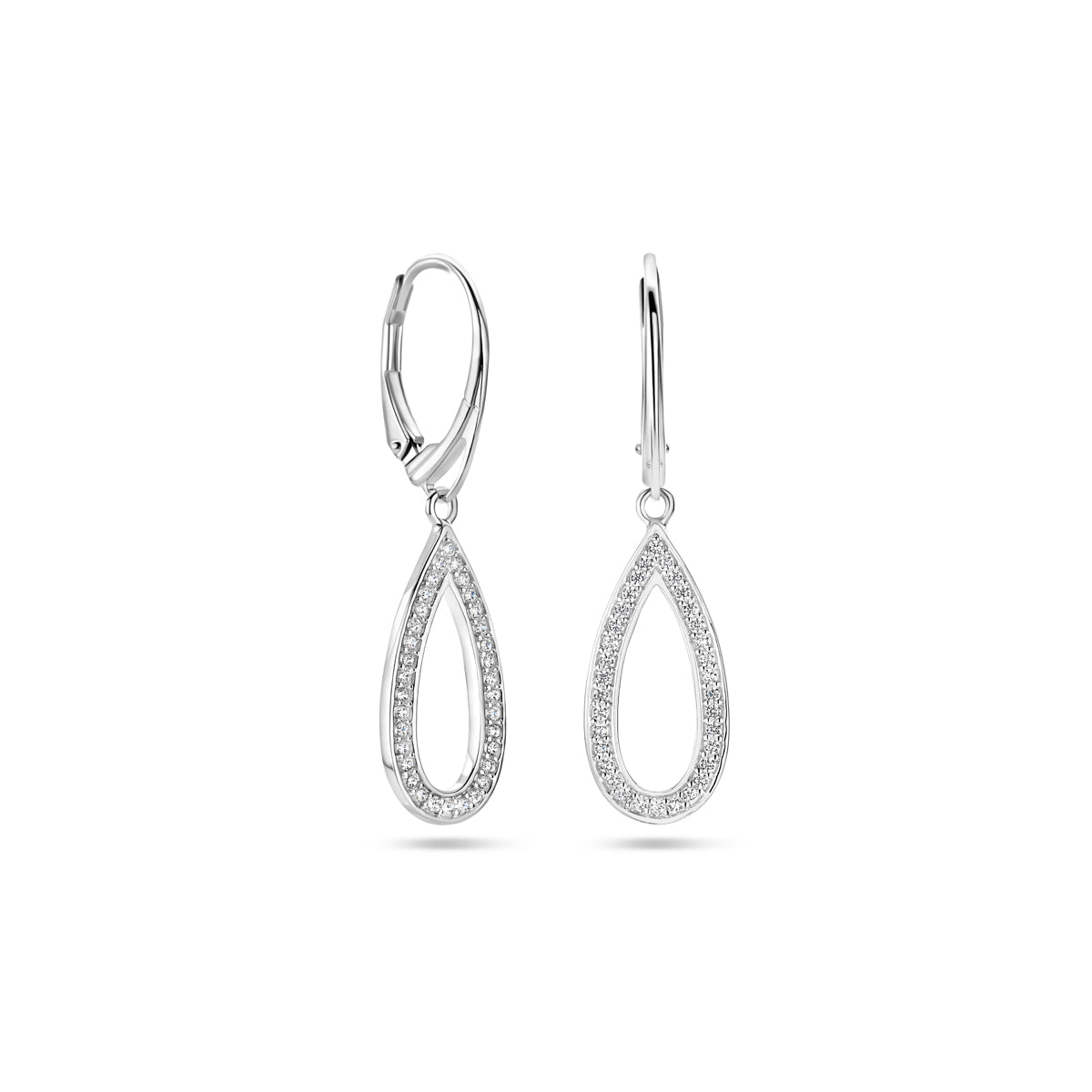 oorhangers zirkonia brisur haak 38 mm zilver gerhodineerd