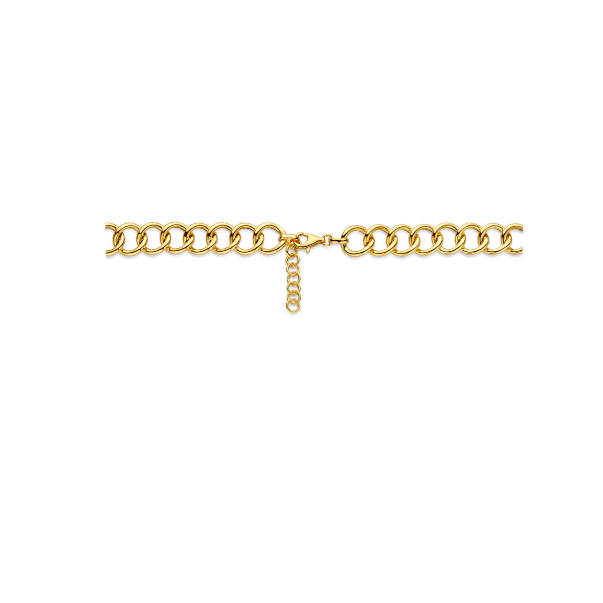 Halskette Gourmet 13,5 mm 42 + 3 cm 3 Mikron Silber vergoldet (gelb)