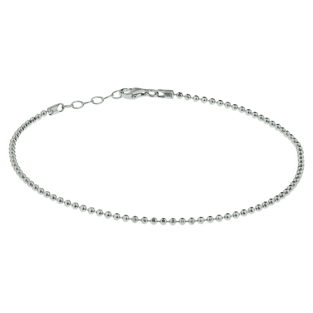 Fußkettchen diamantiert Kugeln 24 + 2 cm Silber rhodiniert