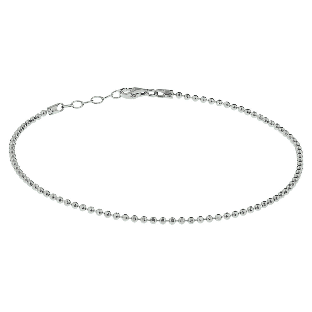 Fußkettchen diamantiert Kugeln 24 + 2 cm Silber rhodiniert