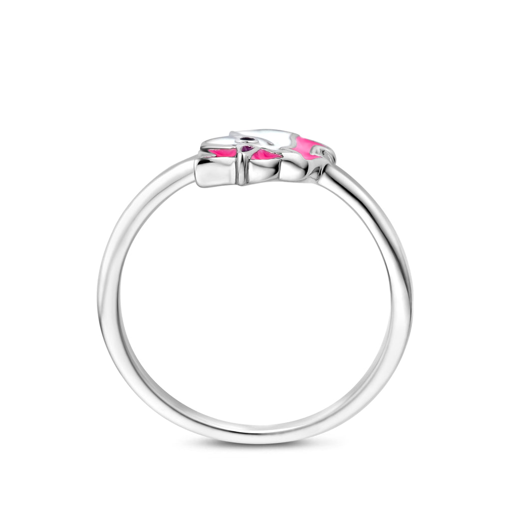 ring emaille eenhoorn zilver gerhodineerd