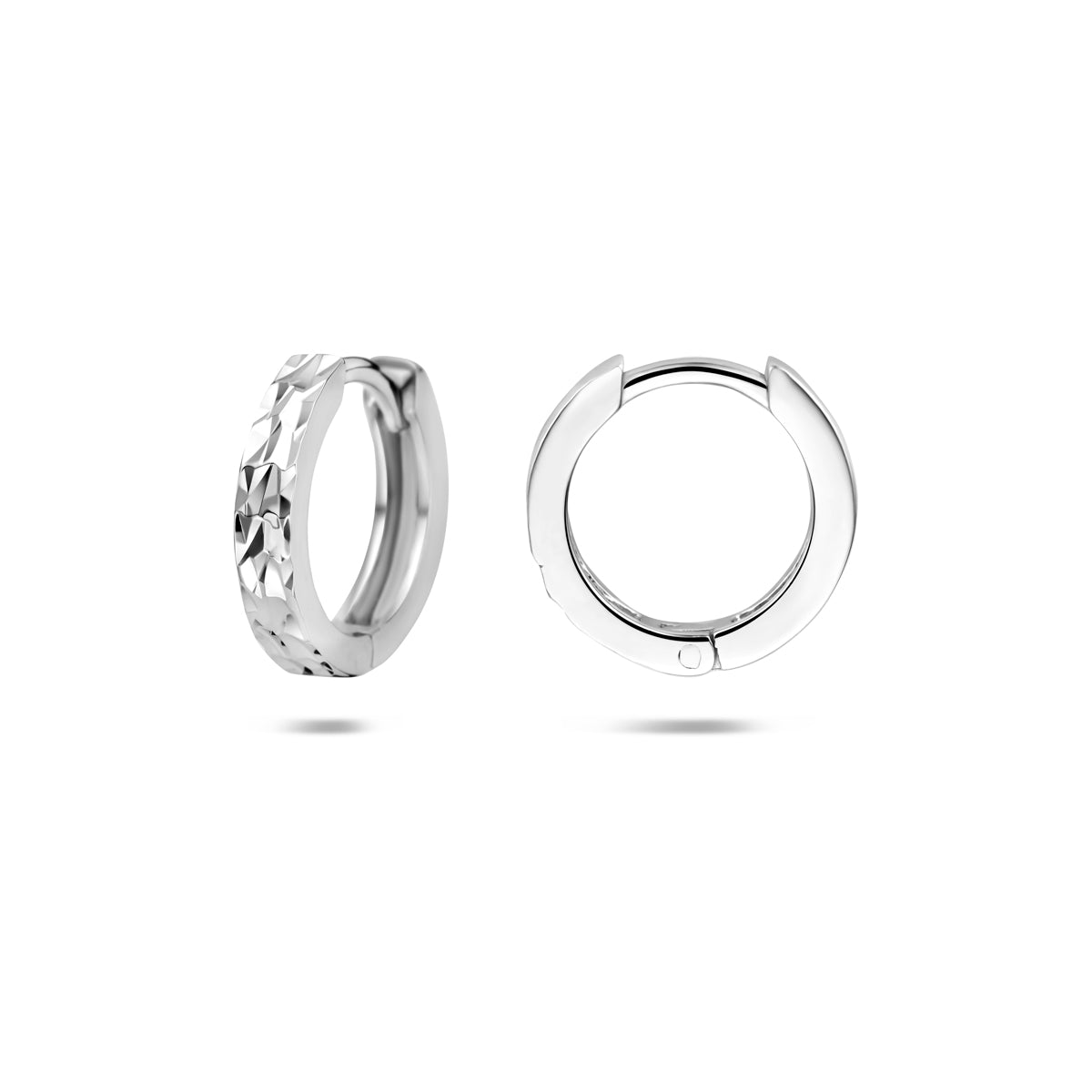 klapoorringen gediamanteerd 14 mm zilver gerhodineerd