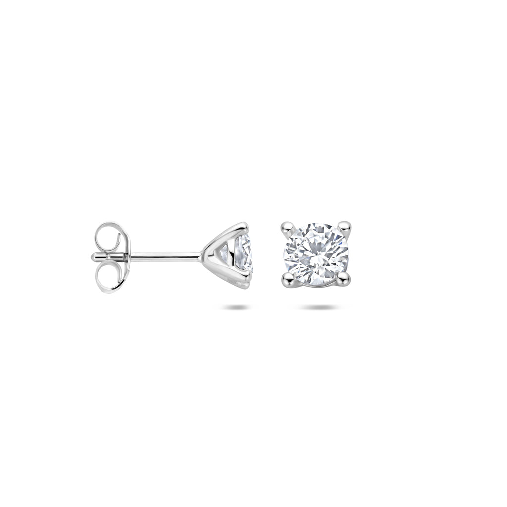 Ohrstecker Zirkonia 5 mm Silber rhodiniert