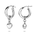 oorringen hartjes 30 mm zilver gerhodineerd
