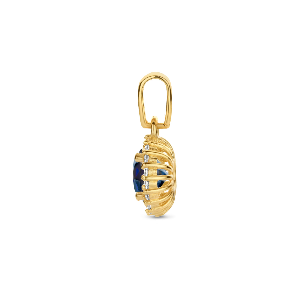 Anhänger Saphir-Zirkonia-Halo 14K Gelbgold