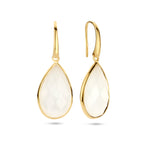oorhangers wit agaat franse haak zilver verguld (geel)