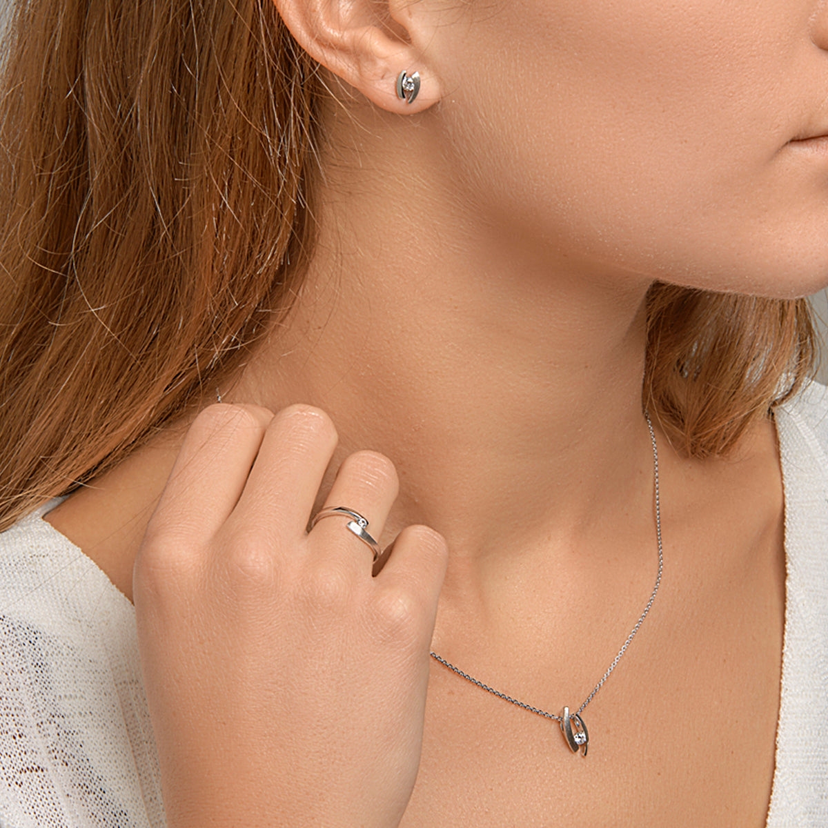 Ohrstecker Zirkonia Silber rhodiniert