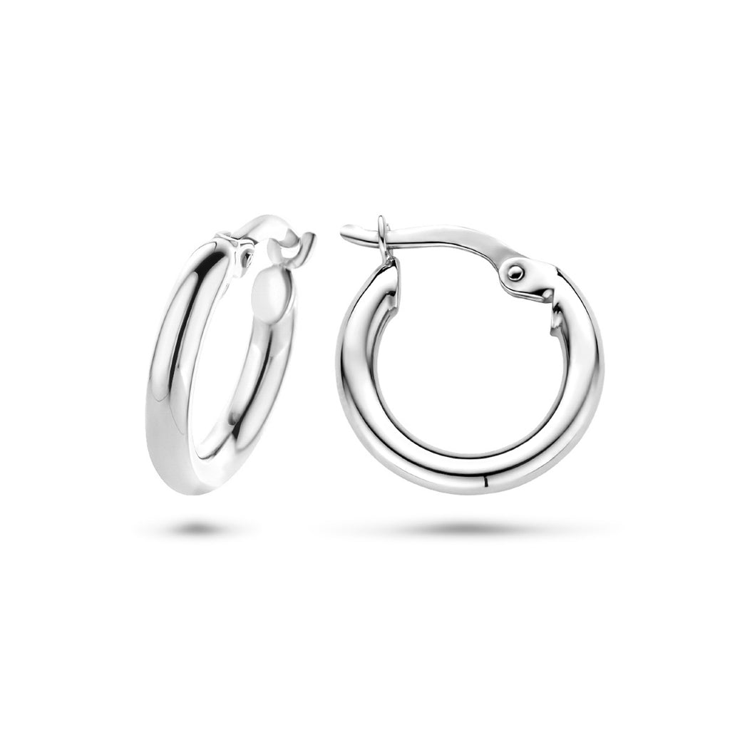 Ohrringe 2,5 mm runde Röhre 14K Weißgold