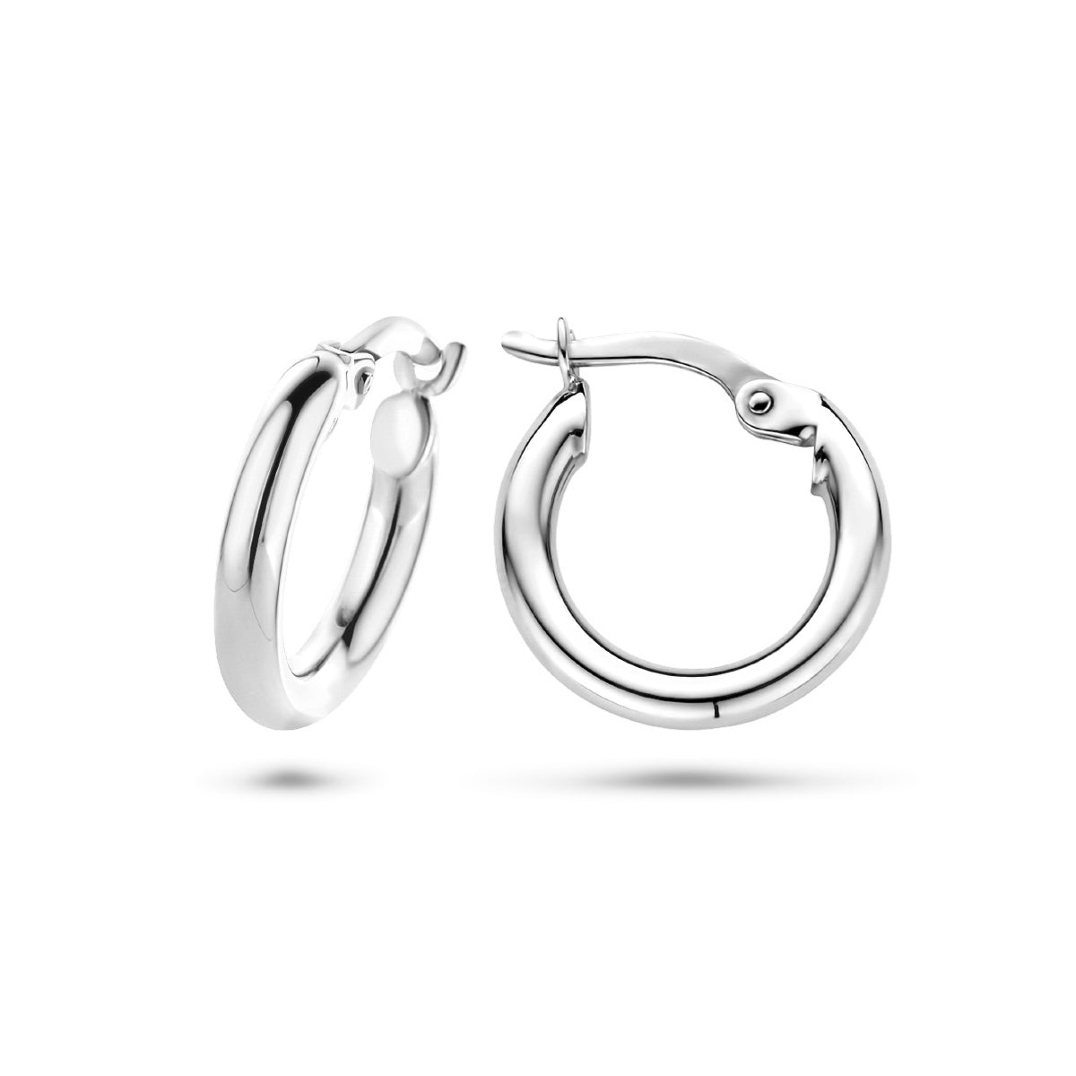 Ohrringe 2,5 mm runde Röhre 14K Weißgold