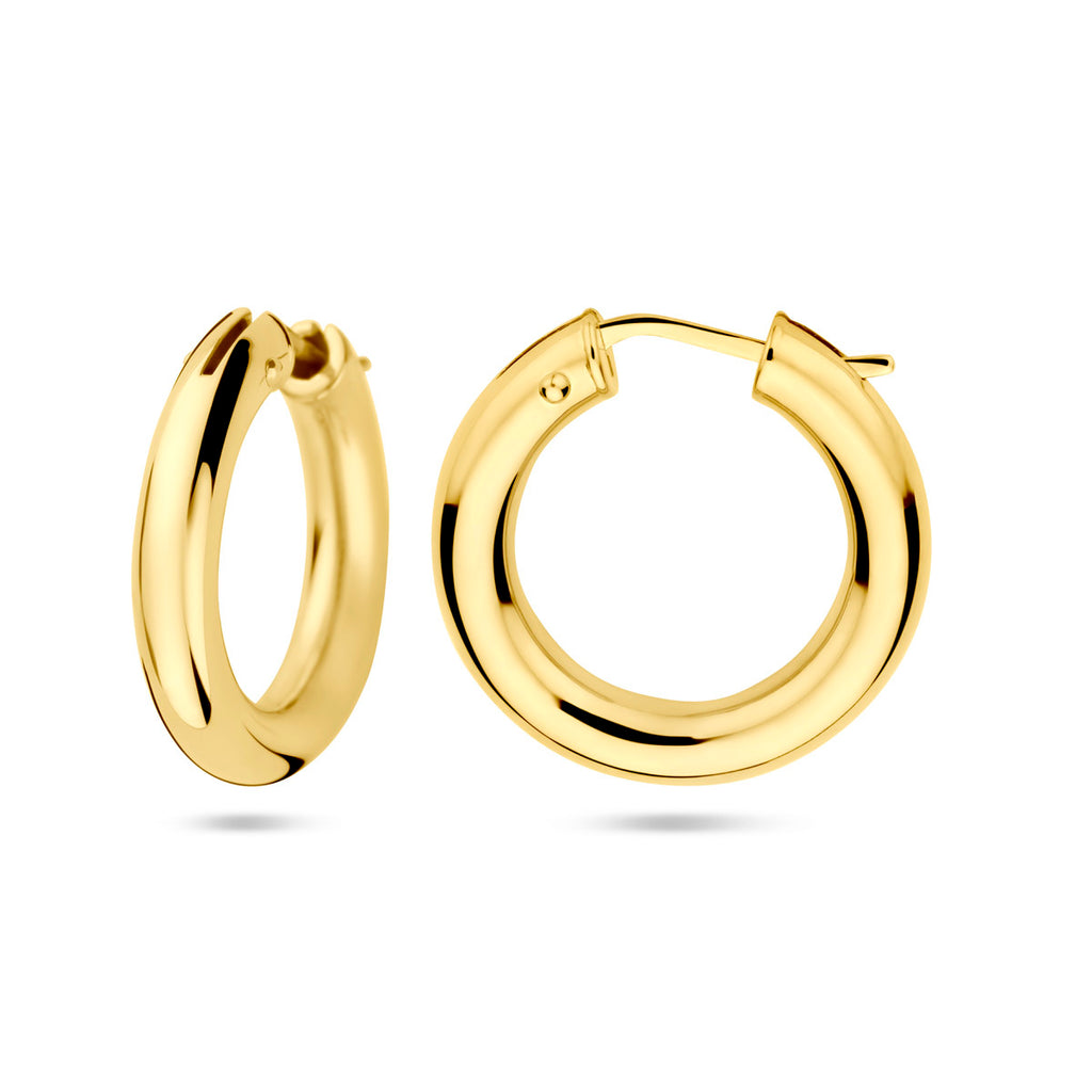 oorringen 4 mm buis 14K geelgoud
