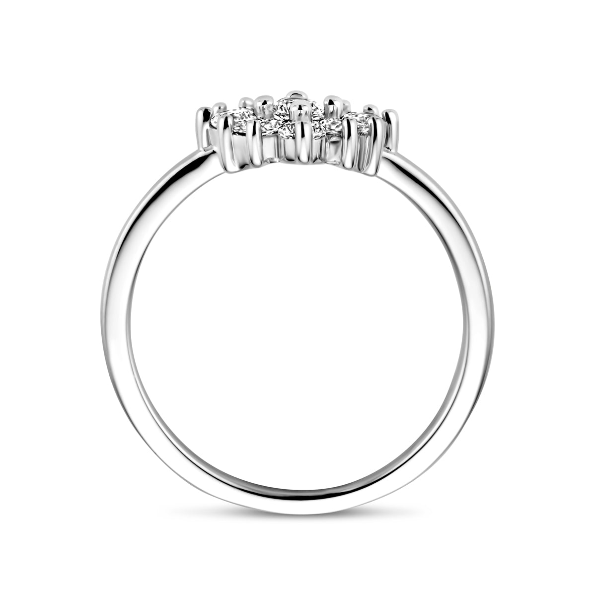ring bloem zirkonia zilver gerhodineerd