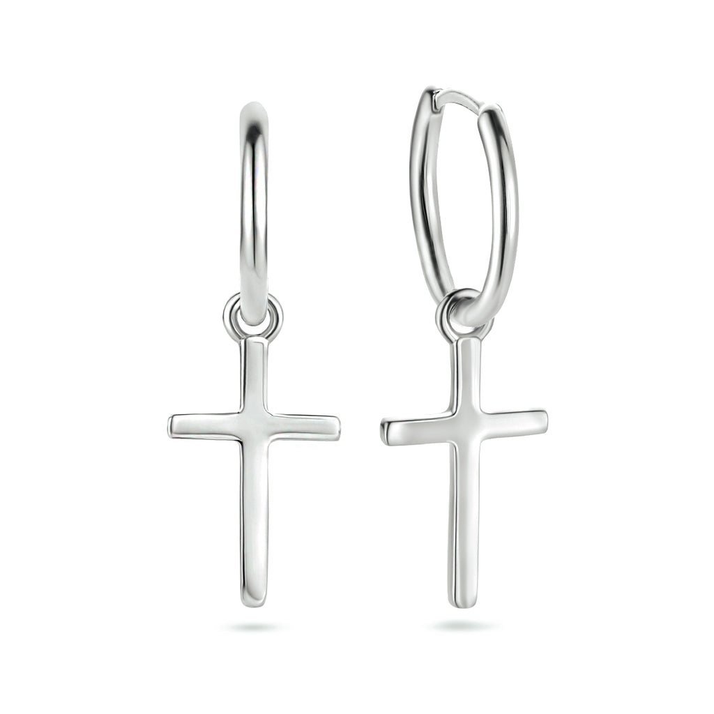 Kreuz-Ohrringe aus rhodiniertem Silber