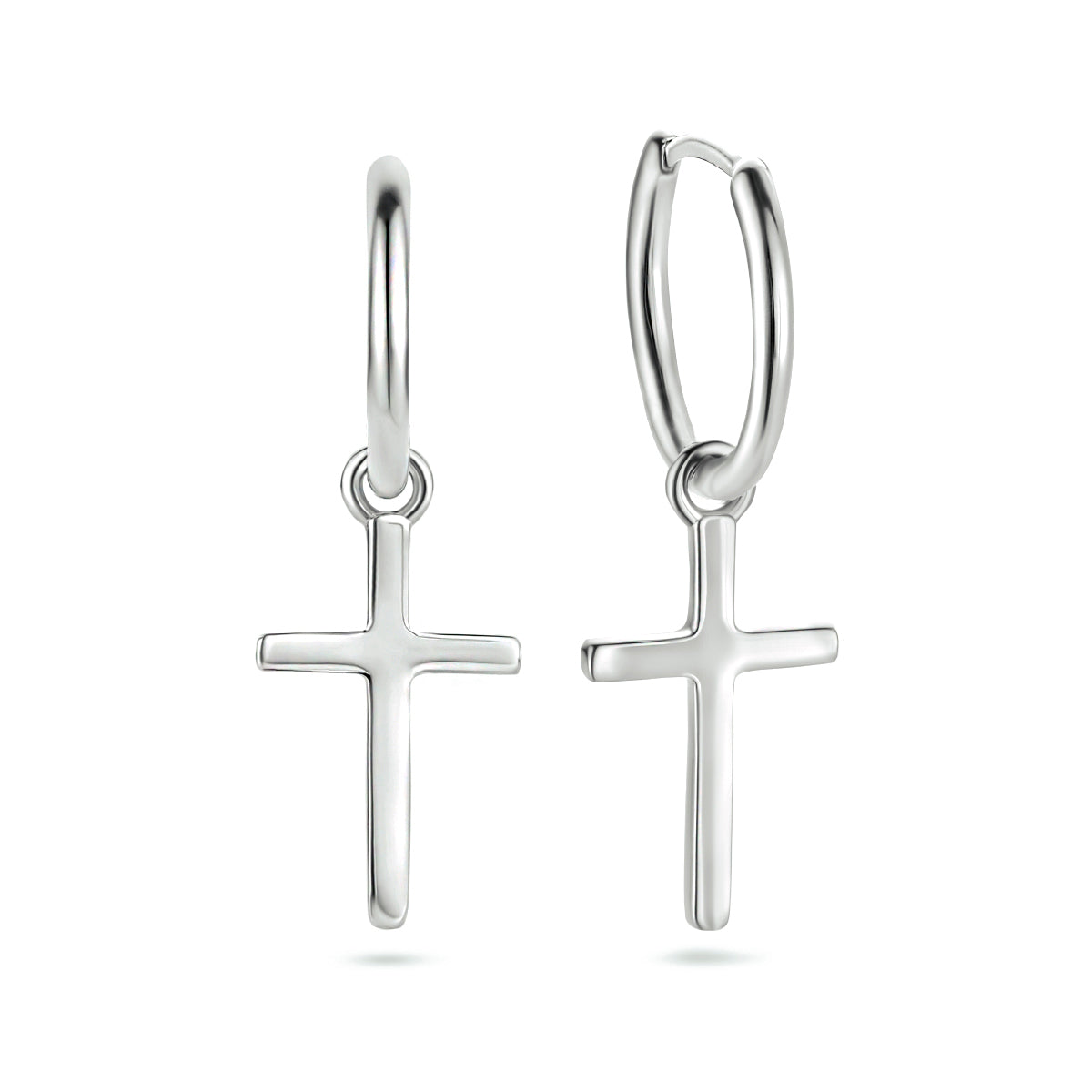Kreuz-Ohrringe aus rhodiniertem Silber