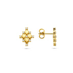 oorknoppen diamant 0.09ct (2x 0.045ct) h si 12 mm 14K geelgoud - ruit