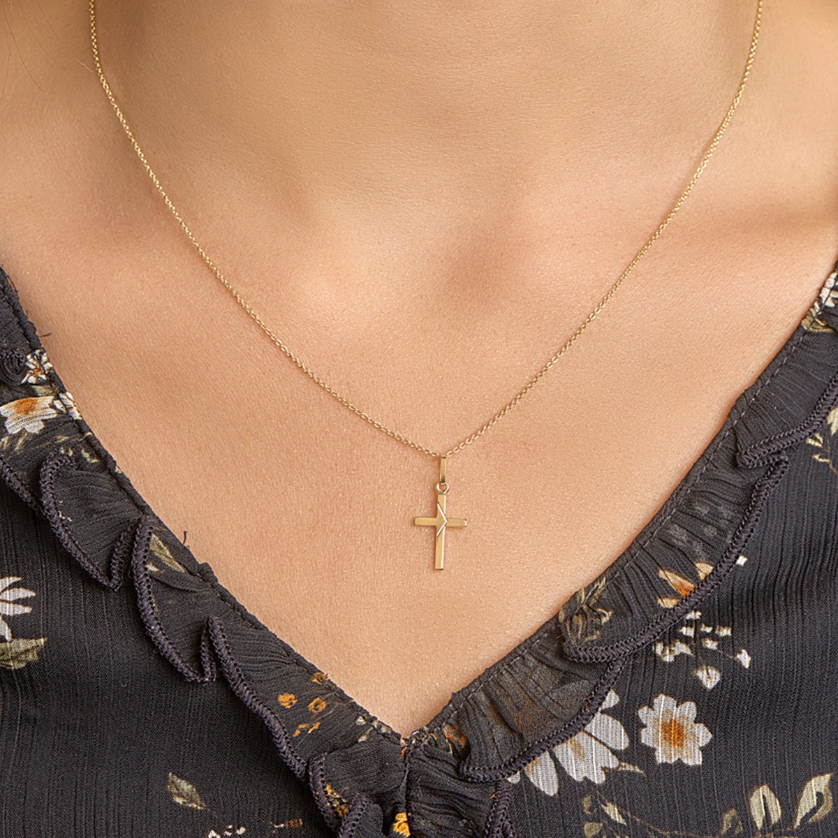 Anhänger Kreuz 14K Gelbgold